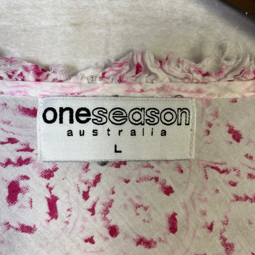 One season Australia Floral Tunic Top Pink Resort 3/4 thin‎ cotton coverup L